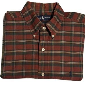 Ralph Lauren Long Sleeve Button Up Size Medium Plaid Designs 100% Cotton